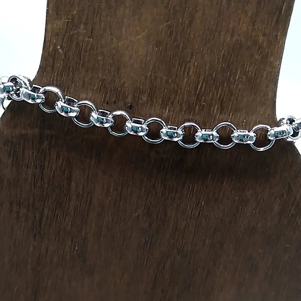 Park Lane Cherish Heart Bracelet Silver-tone Charm Crystal Accent Rolo FLAW READ